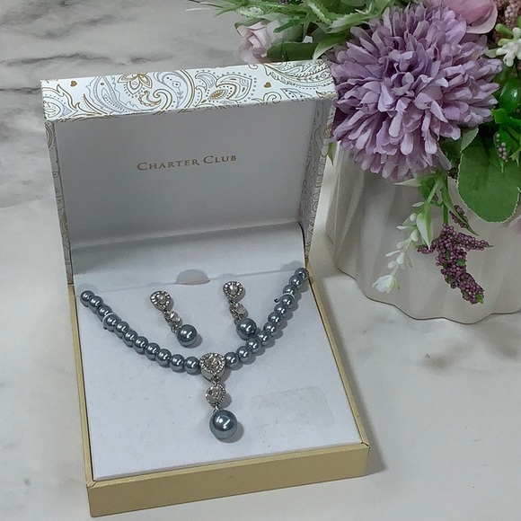 NWT- Charter Club Necklace & Earrings Set - Picture 1 of 4